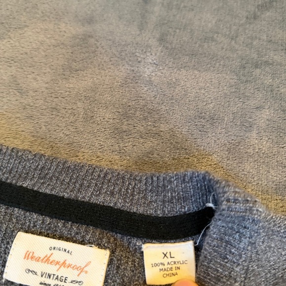 Weatherproof Crew Neck Striped Knit Sweater Acrylic Gray Mens Extra Large XL - Picture 3 of 9